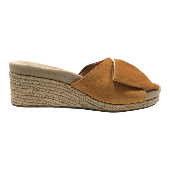 UGG Jaycee Slide Wedge Sandals Espadrilles Gold Wedge Sandals with Bow Detail. - Picture 2 of 15